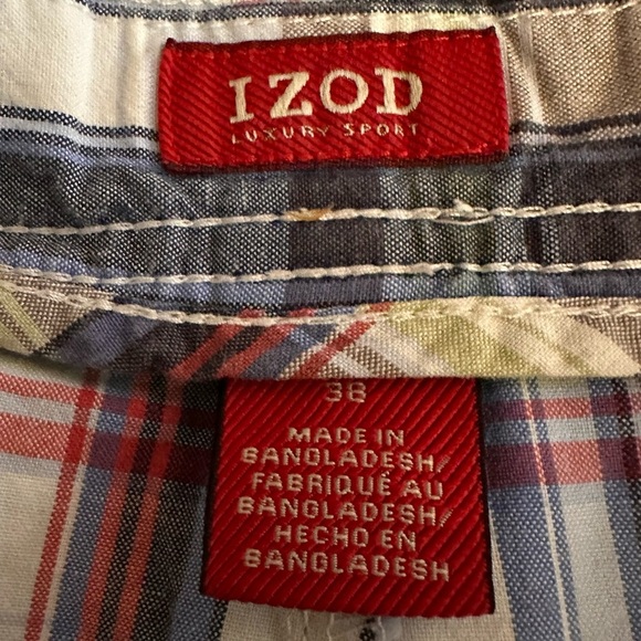 Lot of 2 Izod Flat Front Plaid Men's Golf Shorts Multicolor and Blue Size 38 - Picture 8 of 11